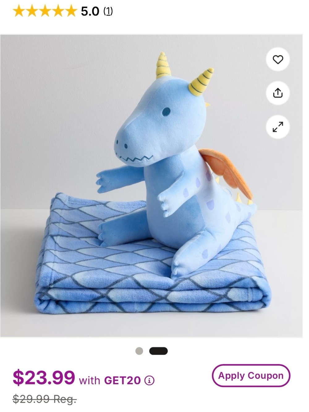 The Big One Plush Dragon and Blanket set - Picture 4 of 5